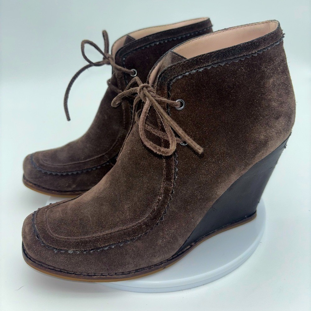 ANTHROPOLOGIE PLENTY by TRACY REESE Jacoby Boot Ankle Wedge‎ Lace Suede Shoe 8.5